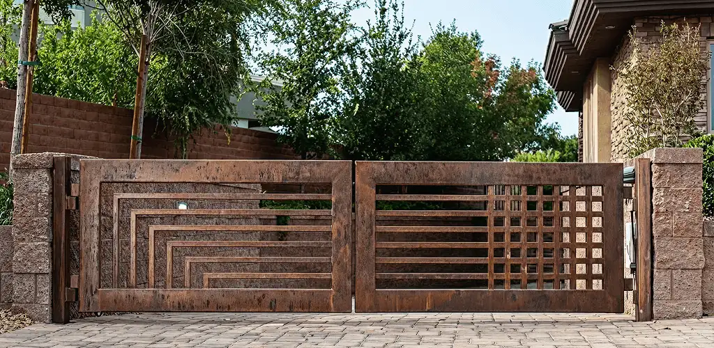 Custom driveway gate installation for a home entrance in Wilmington, NC