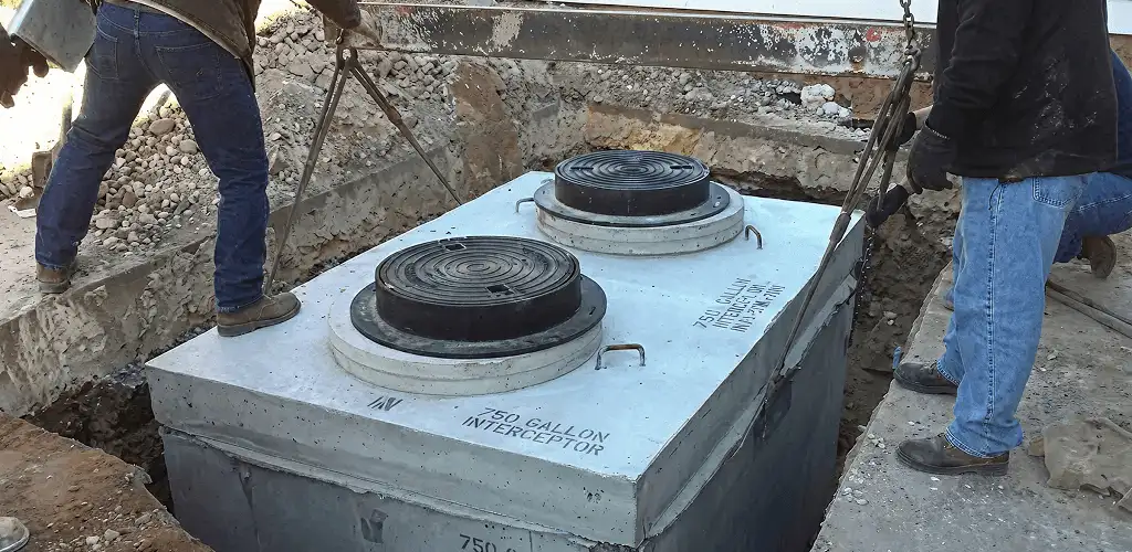 Grease trap installation for a commercial property drainage system in Wilmington, NC