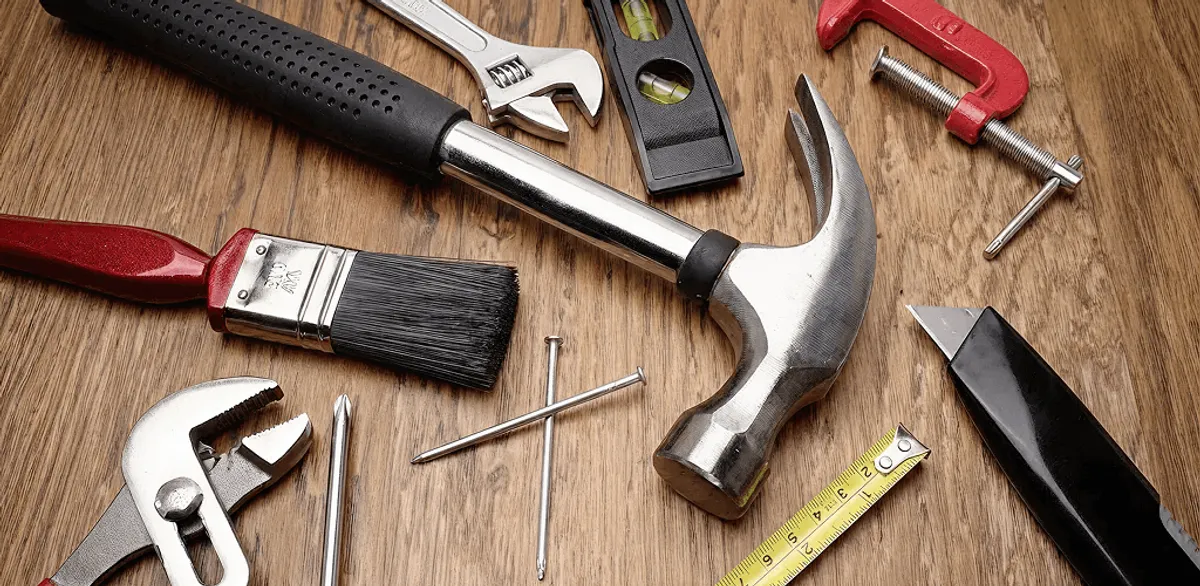 Handyman tools laid out for home repair and maintenance work in Wilmington, NC