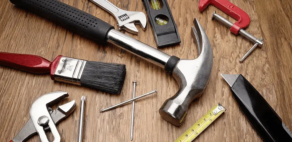 Handyman tools laid out for home repair and maintenance work in Wilmington, NC