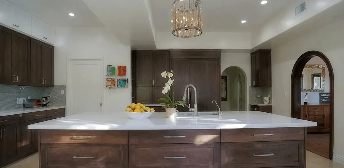 Cabinet refacing project with updated kitchen cabinets and island in Wilmington, NC