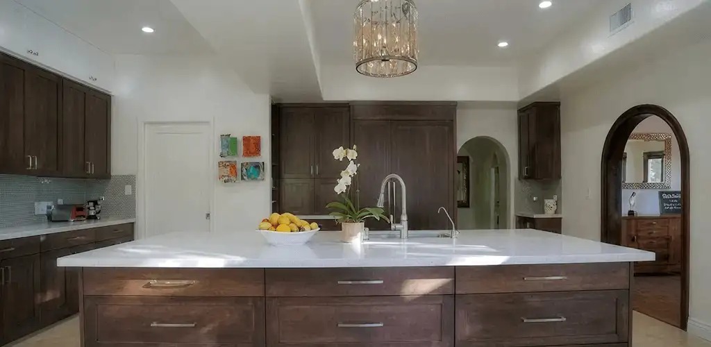 Cabinet refacing project with updated kitchen cabinets and island in Wilmington, NC